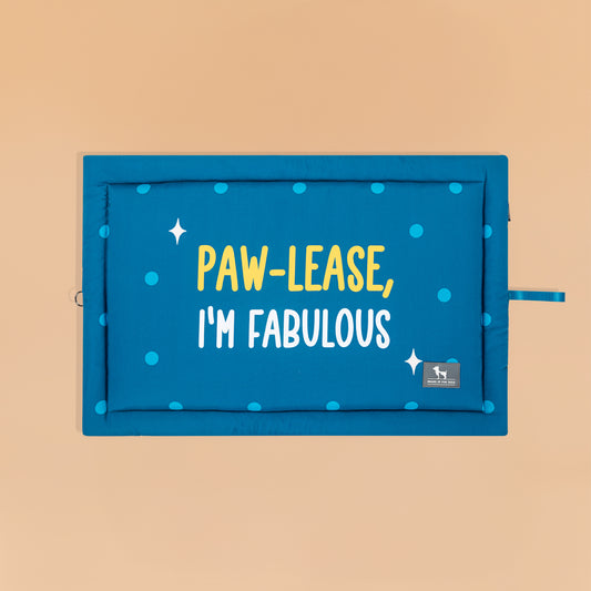HUFT Pawlease I'm Fabulous Mat For Dog - Teal Blue - Heads Up For Tails