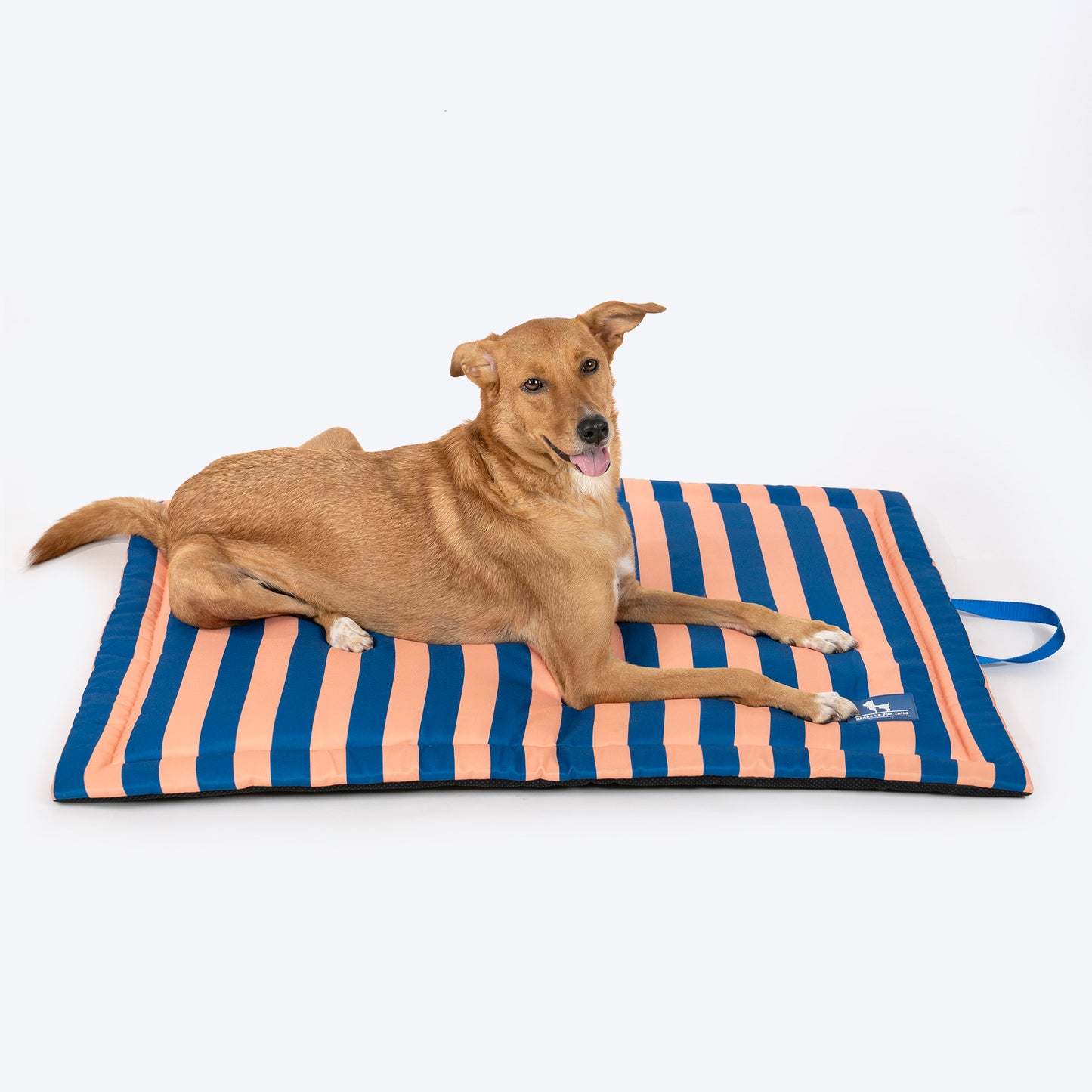 HUFT Happy Stripes Mat For Dog - Navy & Peach - Heads Up For Tails