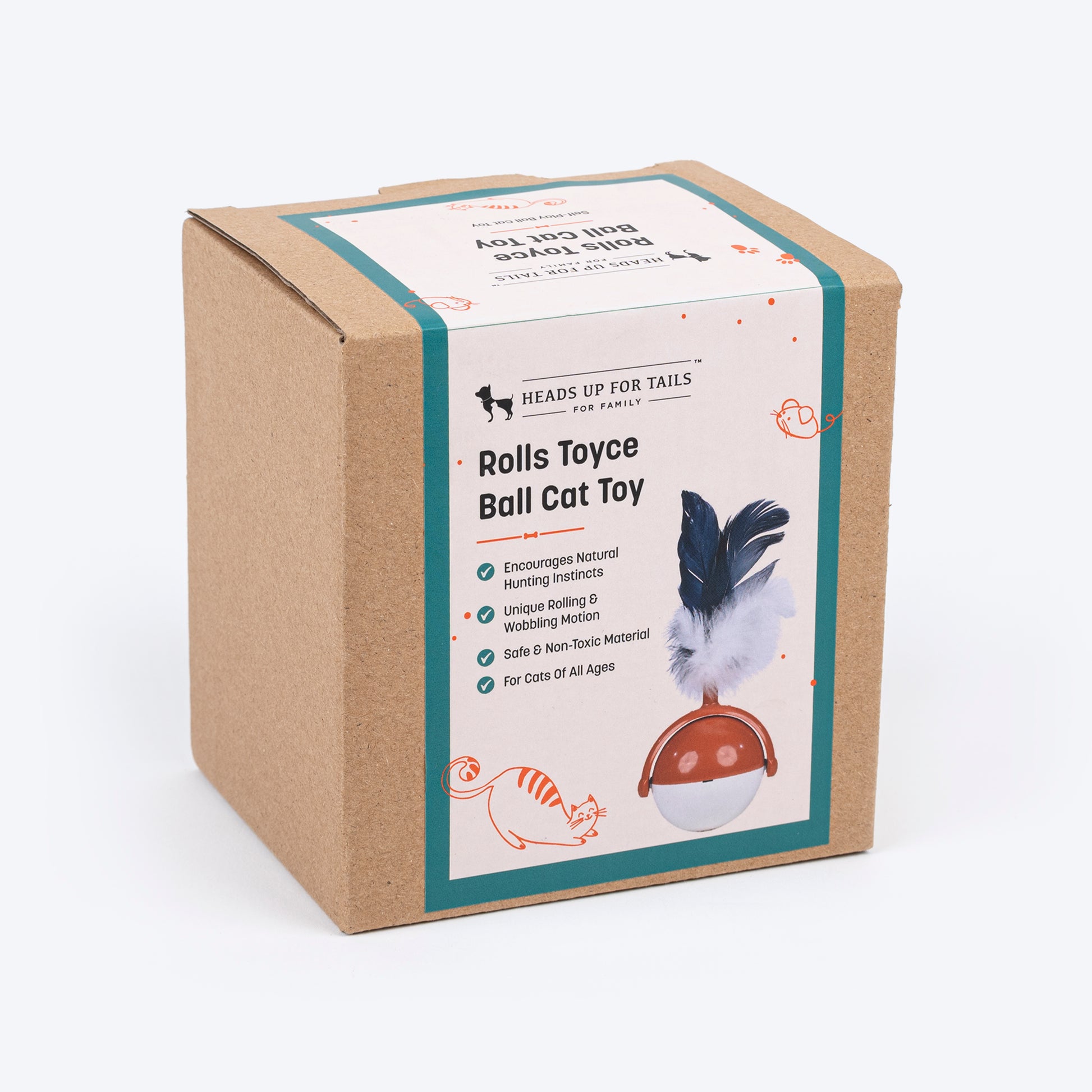 HUFT Rolls Toyce Interactive Toy For Cat - Brown - Heads Up For Tails
