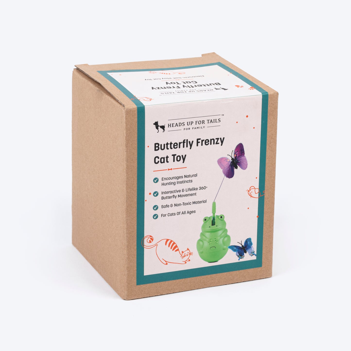 HUFT Butterfly Frenzy Interactive Toy For Cat - Green - Heads Up For Tails
