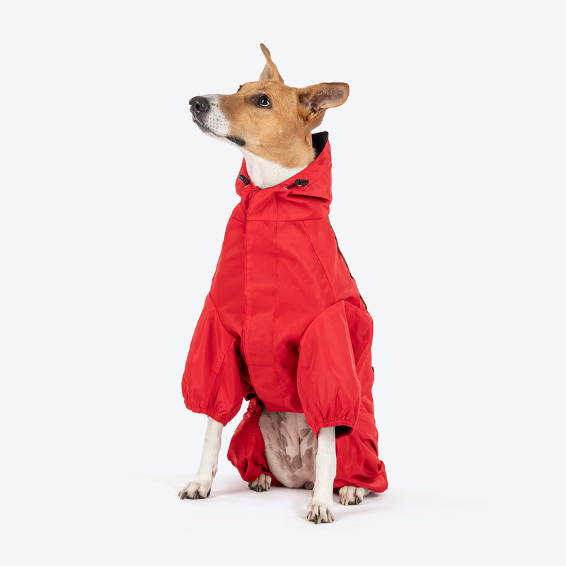 HUFT Puddle Jumper Full Coverage Raincoat For Dog - Red - Heads Up For Tails