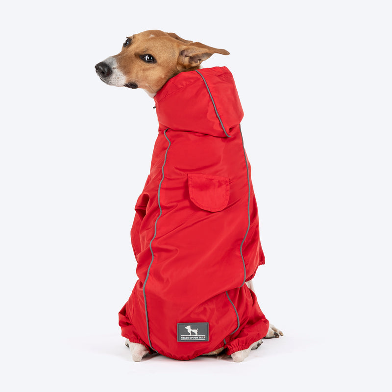 HUFT Puddle Jumper Full Coverage Raincoat For Dog - Red - Heads Up For Tails