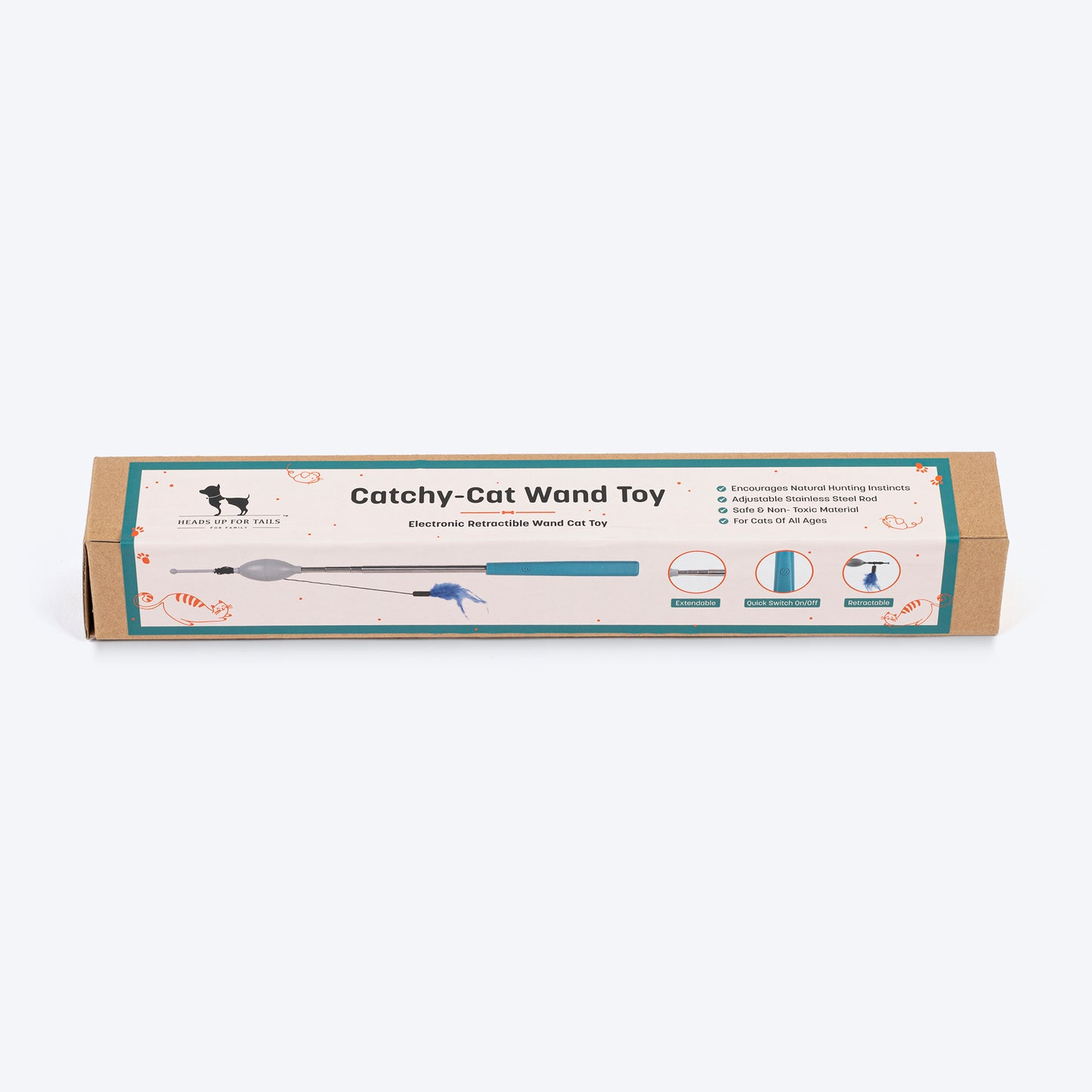 HUFT Catchy-Cat Wand Toy For Cat - Blue - Heads Up For Tails