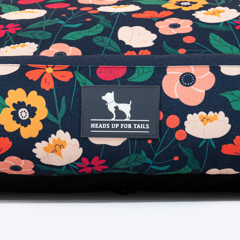 HUFT Floral Fusion Lounger Dog Bed - Navy - Heads Up For Tails