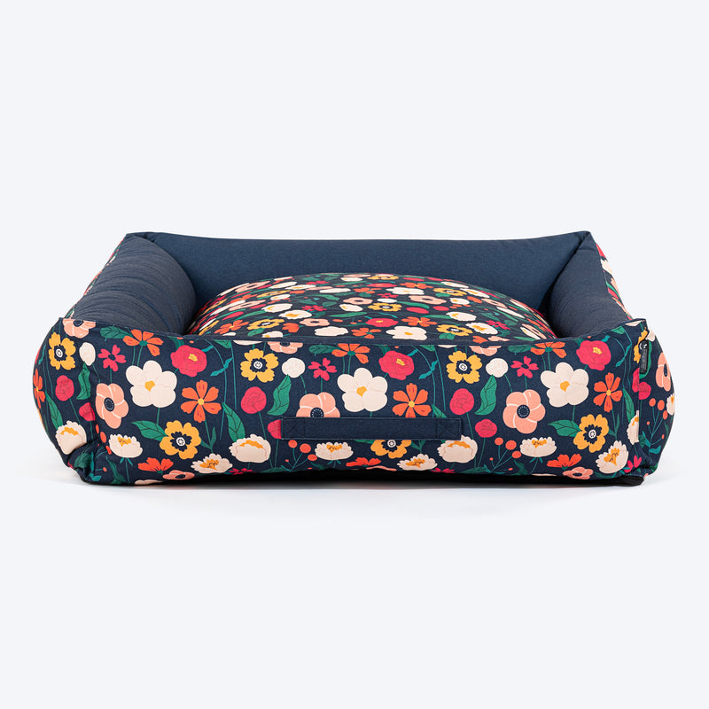 HUFT Floral Fusion Lounger Dog Bed - Navy - Heads Up For Tails