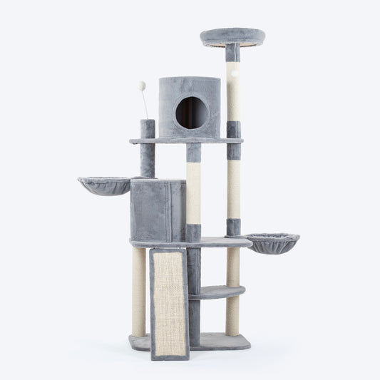 HUFT Meowtrix Tower Multipurpose Cat Tree - Grey - Heads Up For Tails