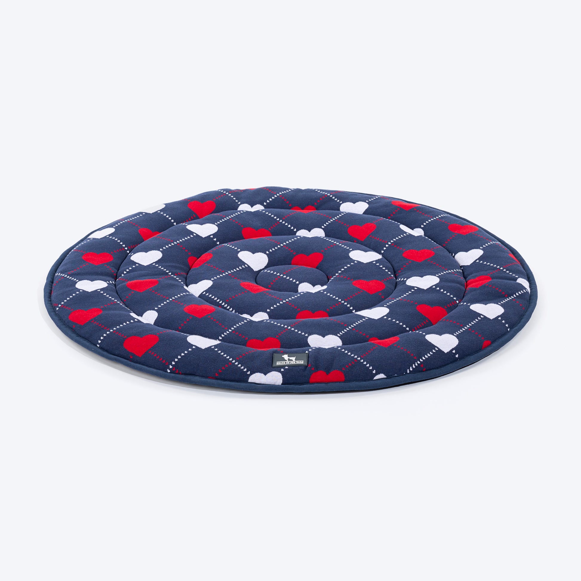 HUFT Embracing Heart Circular Mat For Dog & Cat - Navy - Heads Up For Tails