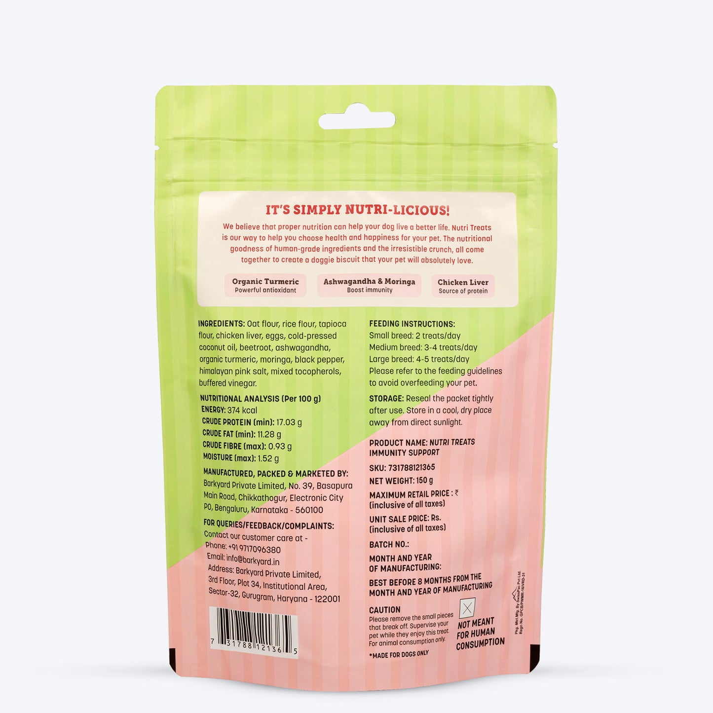 HUFT Nutri Treats For Dogs - Immunity Support - 150 g - Heads Up For Tails