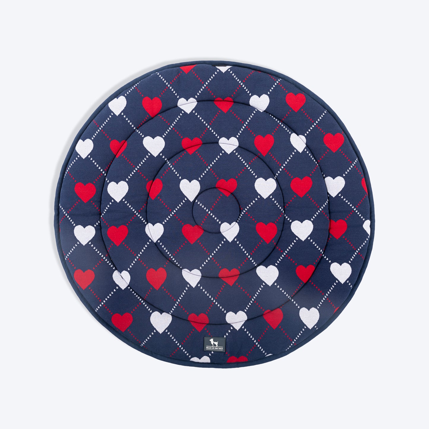 HUFT Embracing Heart Circular Mat For Dog & Cat - Navy - Heads Up For Tails
