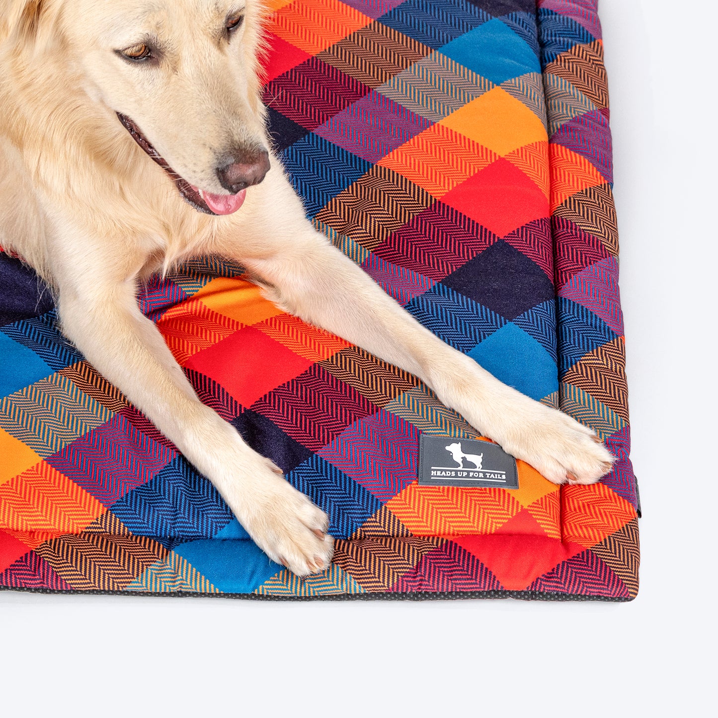 HUFT Technicolor Tartan Mat Dog & Cat - Navy - Heads Up For Tails