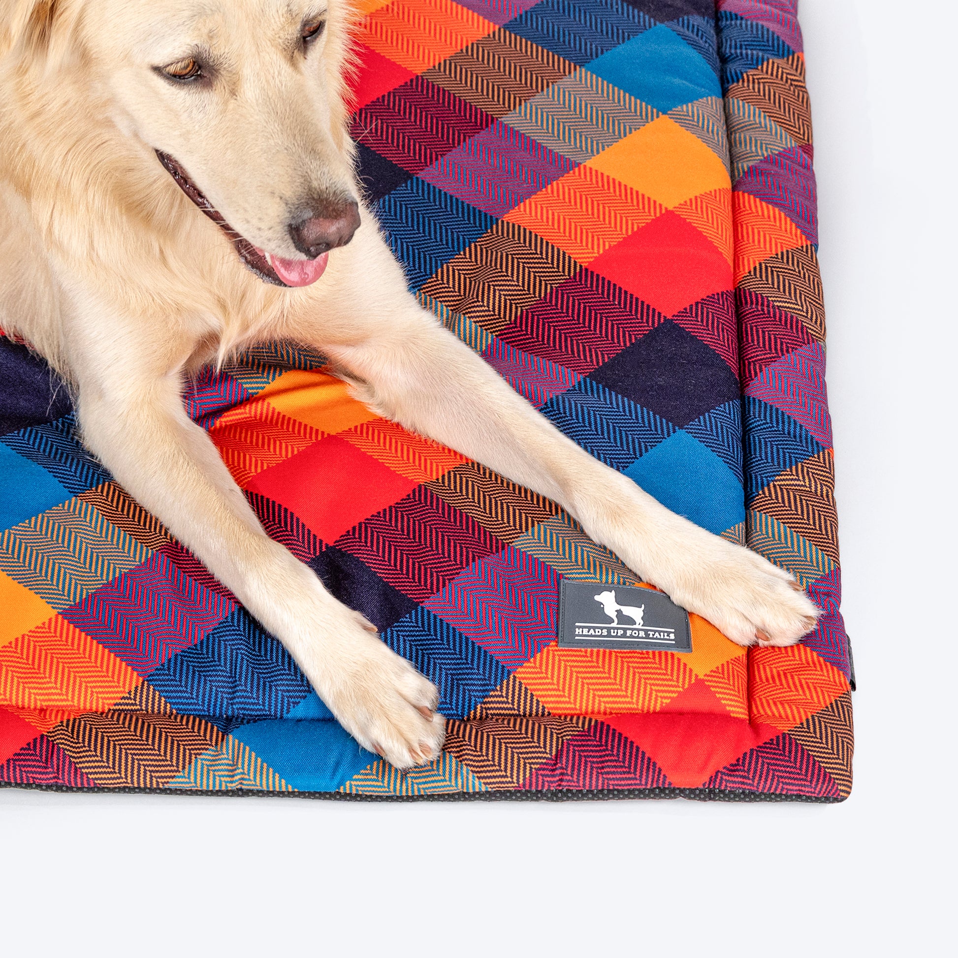HUFT Technicolor Tartan Mat Dog & Cat - Navy - Heads Up For Tails