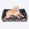 HUFT Floral Fusion Lounger Dog Bed - Navy - Heads Up For Tails