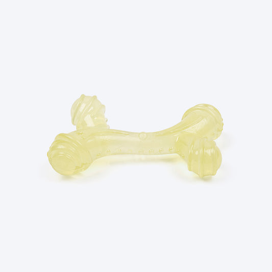 HUFT Buttery Bounce Bone Chew Toy For Dog - Yellow - Heads Up For Tails