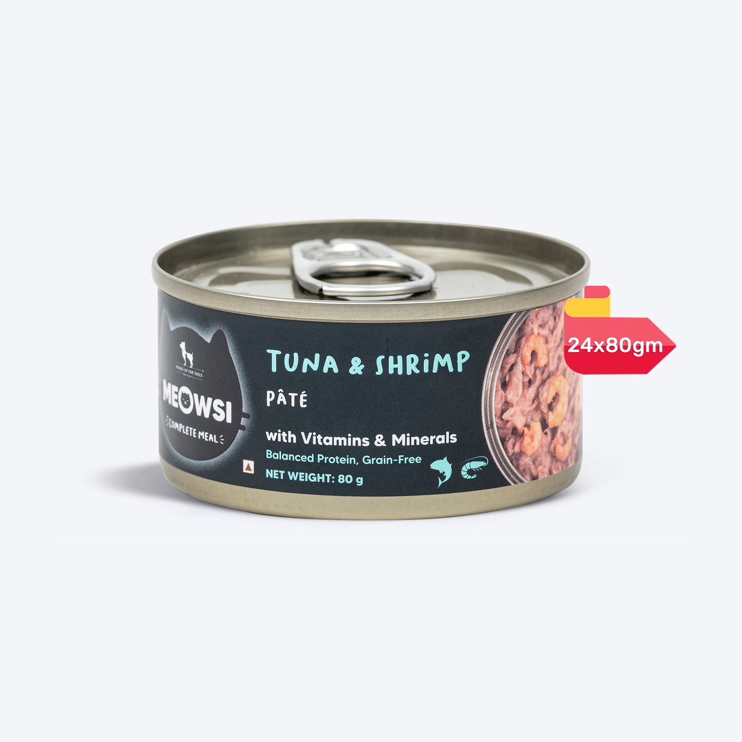 Meowsi by HUFT Tuna & Shrimp Pate Canned Cat Wet Food - 80 gm - Heads Up For Tails