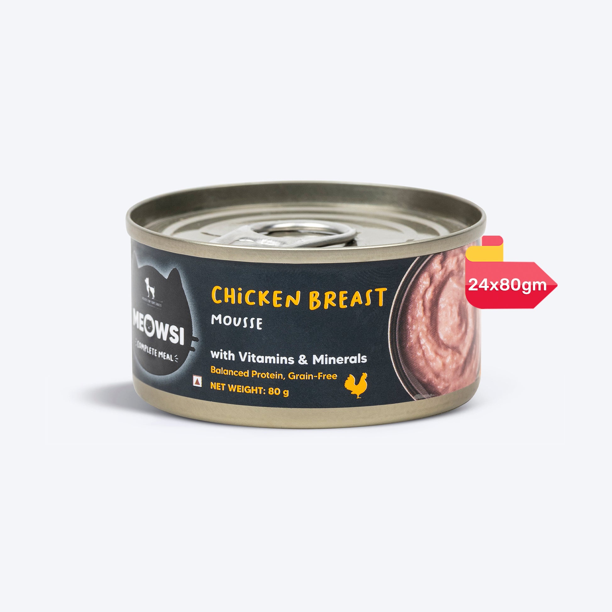 Meowsi by HUFT Chicken Breast Mousse Canned Cat Wet Food - 80 gm - Heads Up For Tails