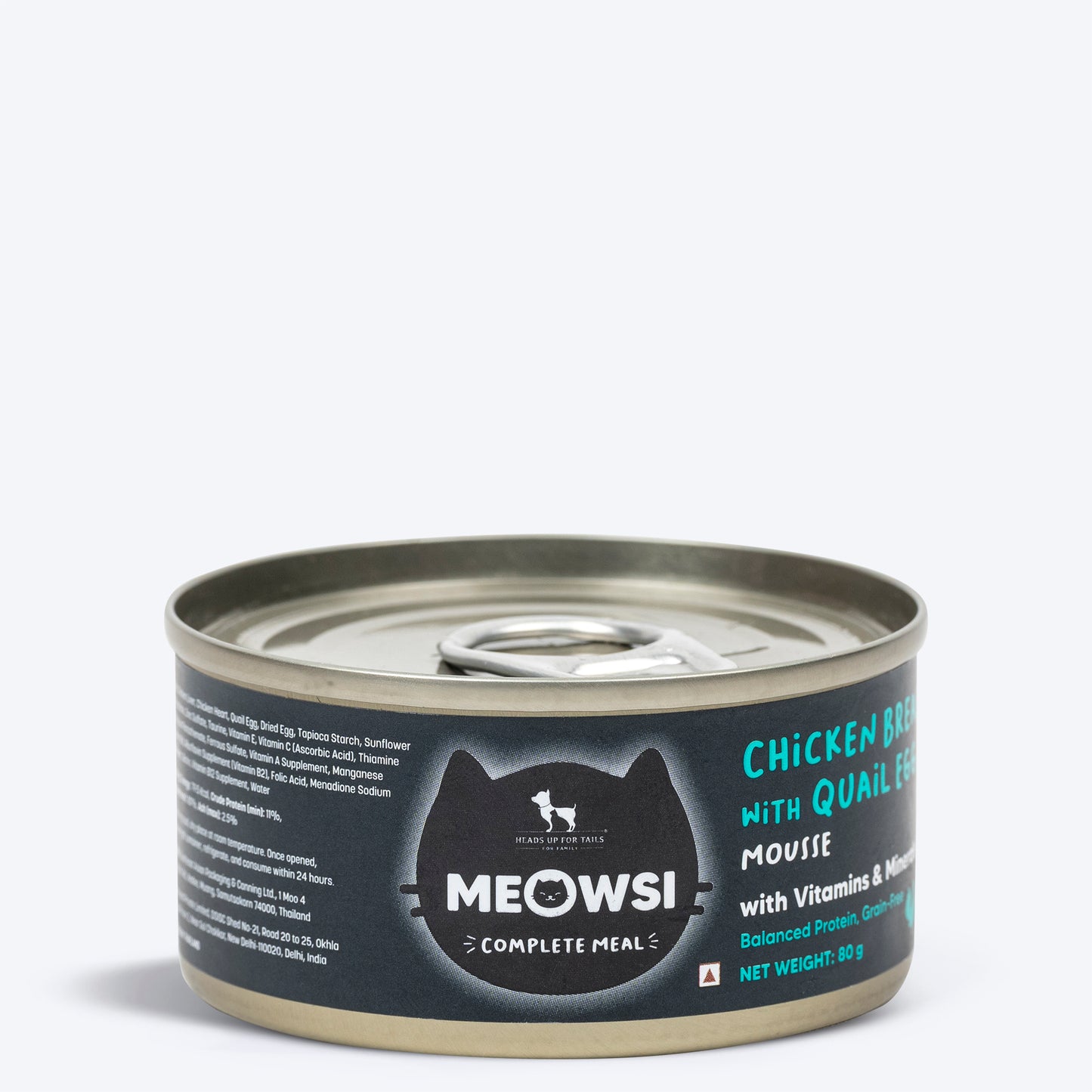 Meowsi by HUFT Chicken Breast With Quail Egg Mousse Canned Cat Wet Food-80 gm - Heads Up For Tails