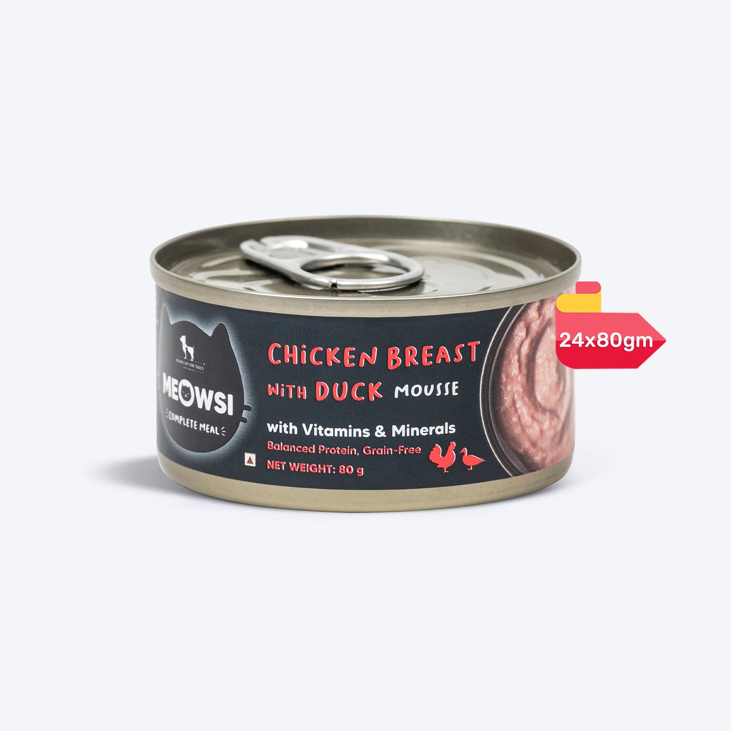Meowsi by HUFT Chicken Breast With Duck Mousse Canned Cat Wet Food - 80 gm - Heads Up For Tails