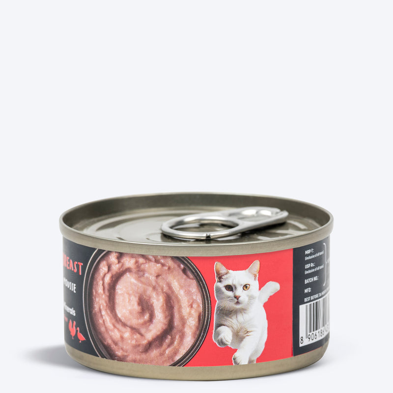 Meowsi by HUFT Chicken Breast with Duck Mousse Canned Cat Wet Food, 80 gm, includes vitamins and minerals, grain-free.