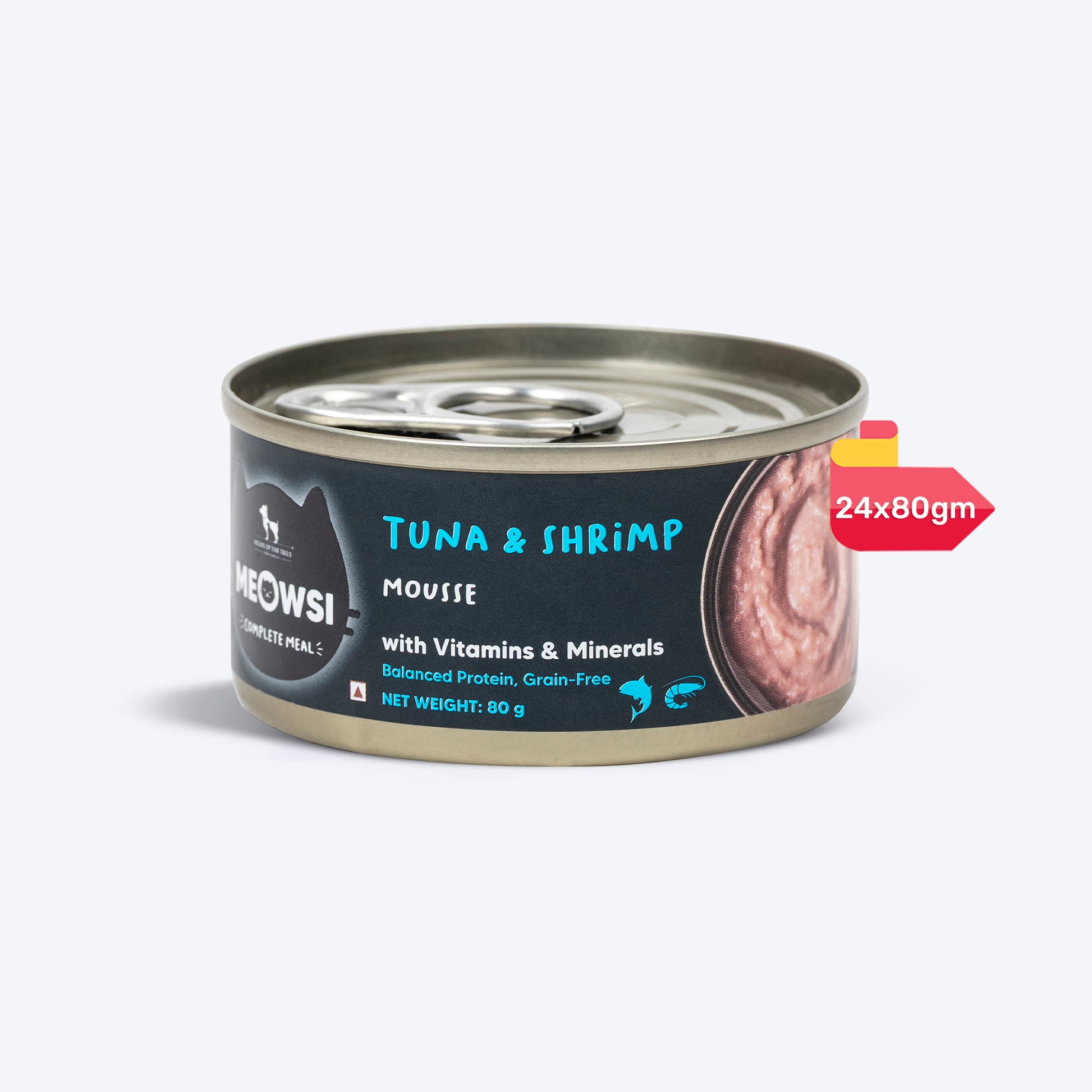 Meowsi by HUFT Tuna & Shrimp Mousse Canned Cat Wet Food - 80 gm - Heads Up For Tails