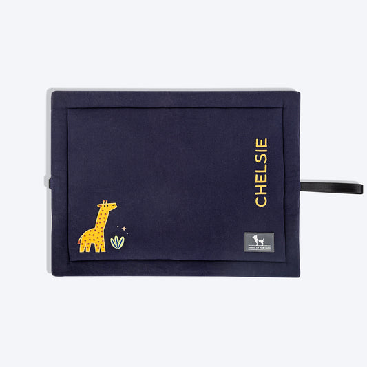HUFT Personalised Giraffe Mat For Dog & Cat - Navy