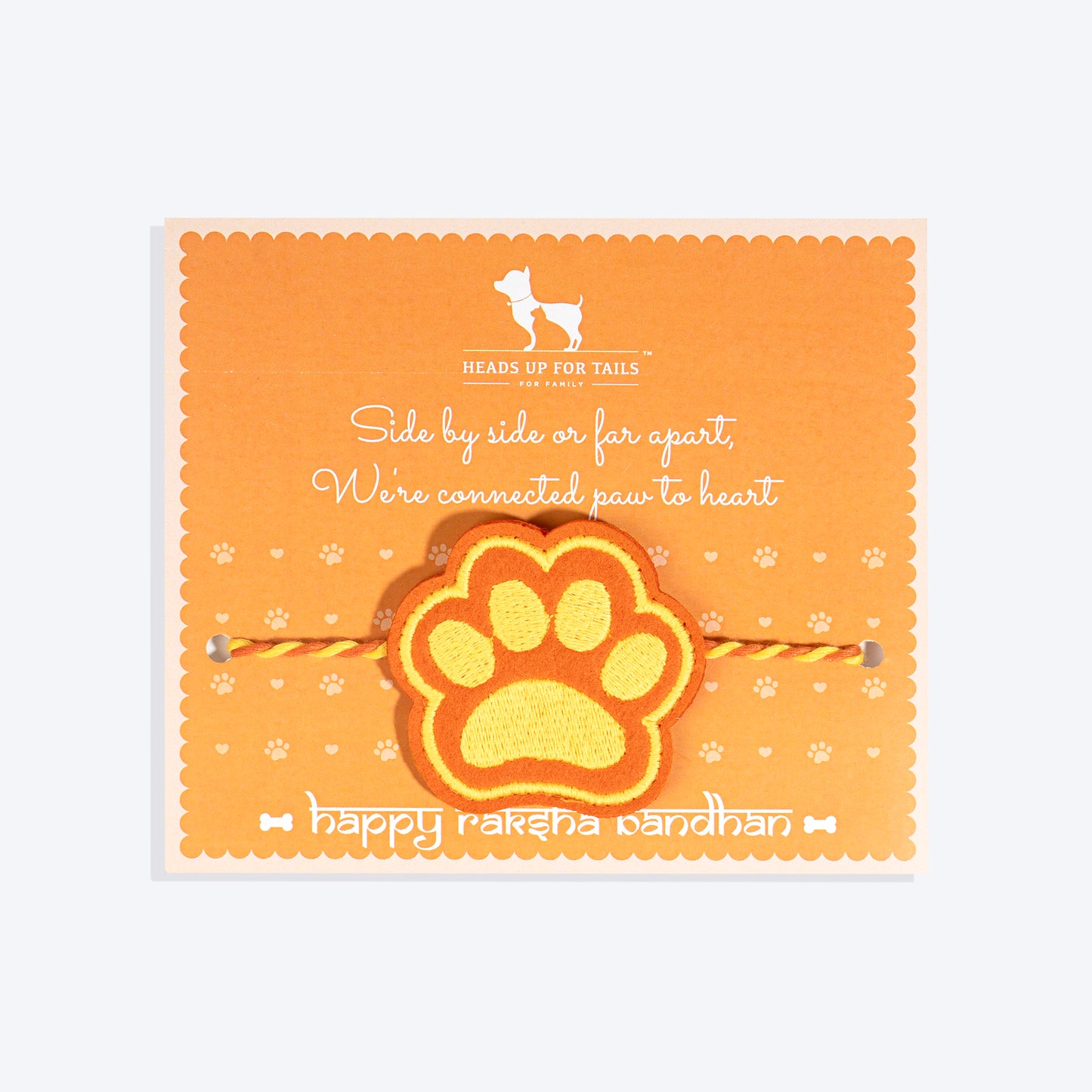 HUFT Paws Of Love Rakhi For Dog & Cat - Orange - Heads Up For Tails