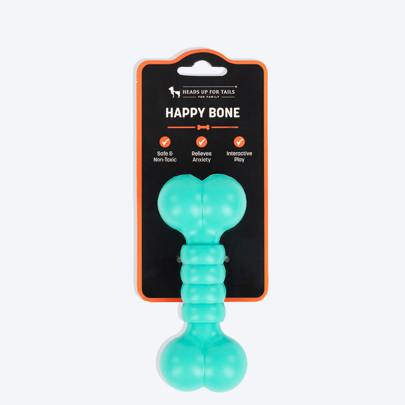 HUFT Happy Bone Chew Toy For Dog - Teal - Heads Up For Tails