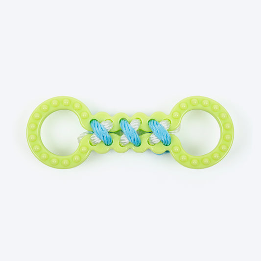 TLC Twin Rings Chew Toy For Puppies & Small Dogs - Green - Heads Up For Tails