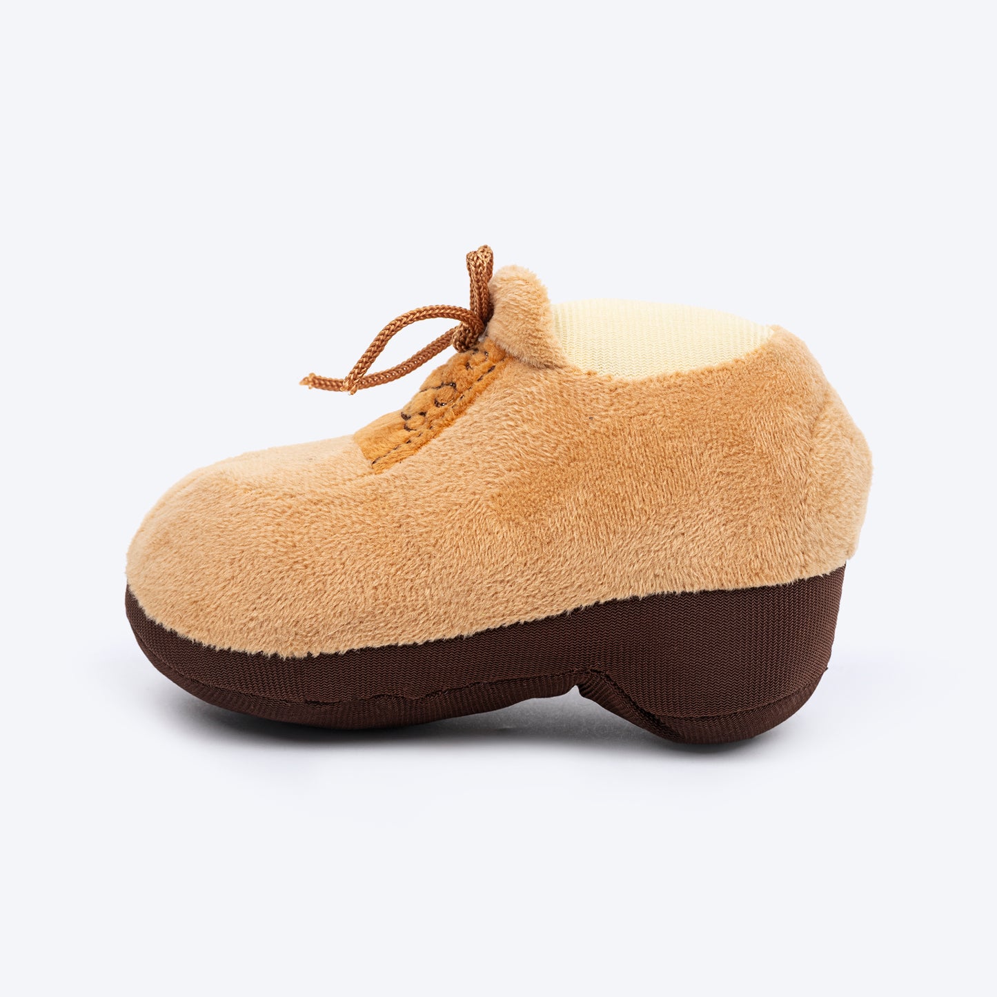 TLC Cuddle Shoe Squeaky Plush Toy For Puppies & Small Dogs - Brown - Heads Up For Tails