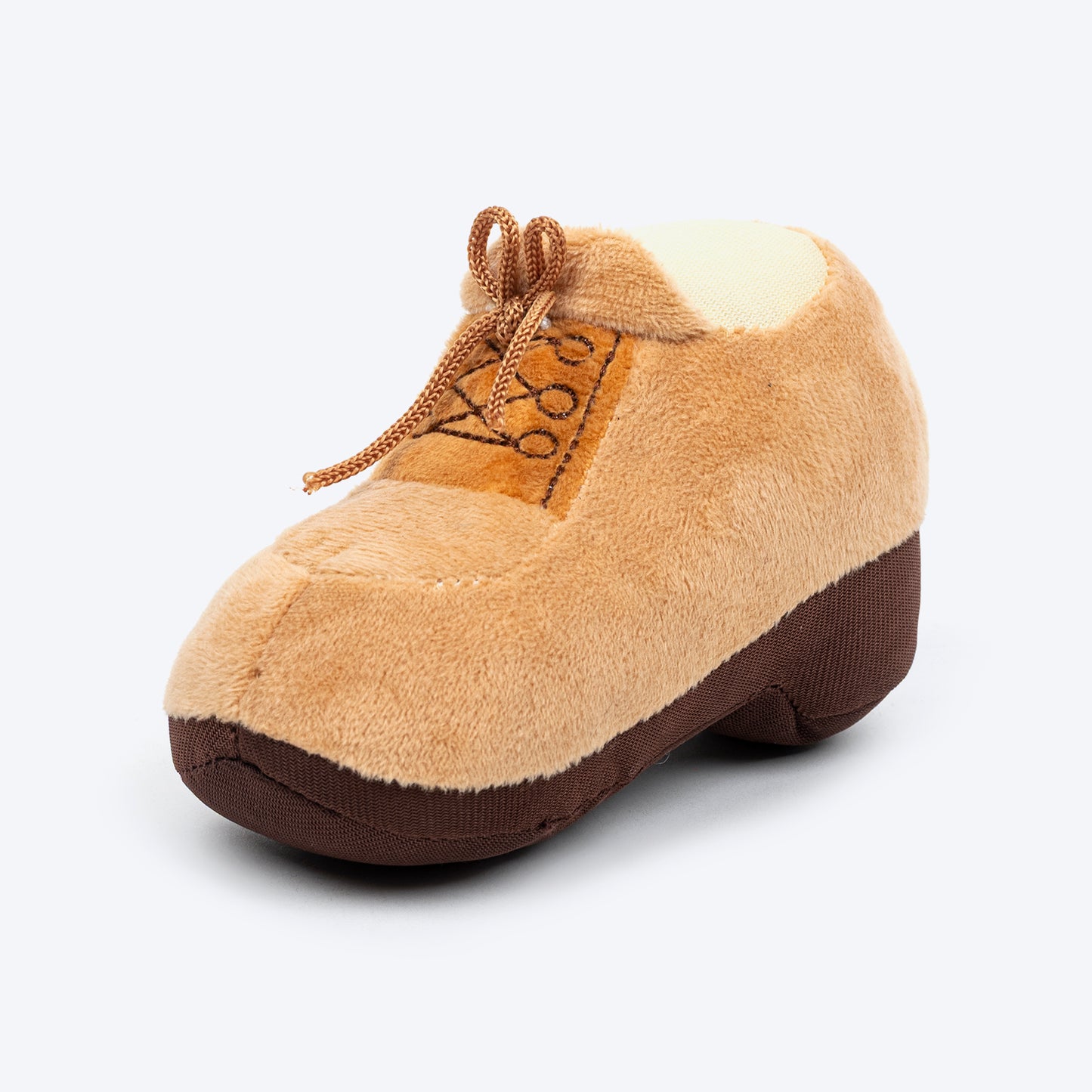 TLC Cuddle Shoe Squeaky Plush Toy For Puppies & Small Dogs - Brown - Heads Up For Tails