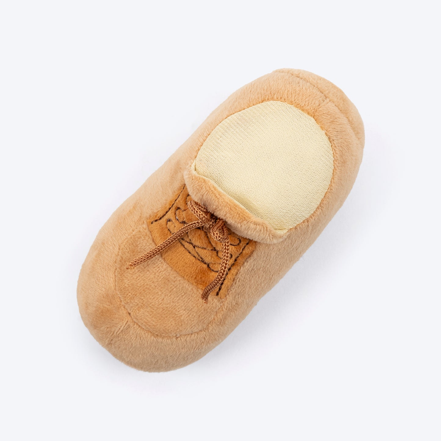 TLC Cuddle Shoe Squeaky Plush Toy For Puppies & Small Dogs - Brown - Heads Up For Tails