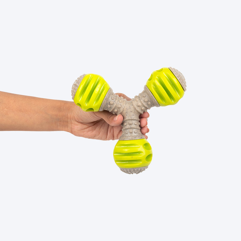 HUFT Triple Treat Chew Toy For Dog - Green - Heads Up For Tails