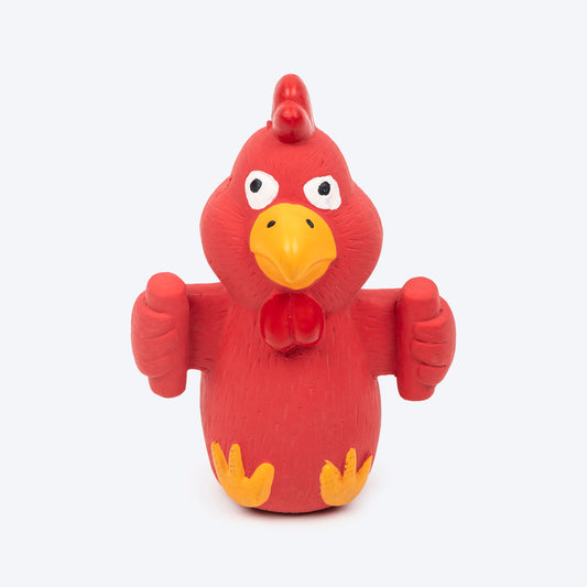 TLC Henry The Hen Squeaky Chew Toy For Puppies & Small Dogs - Red - Heads Up For Tails