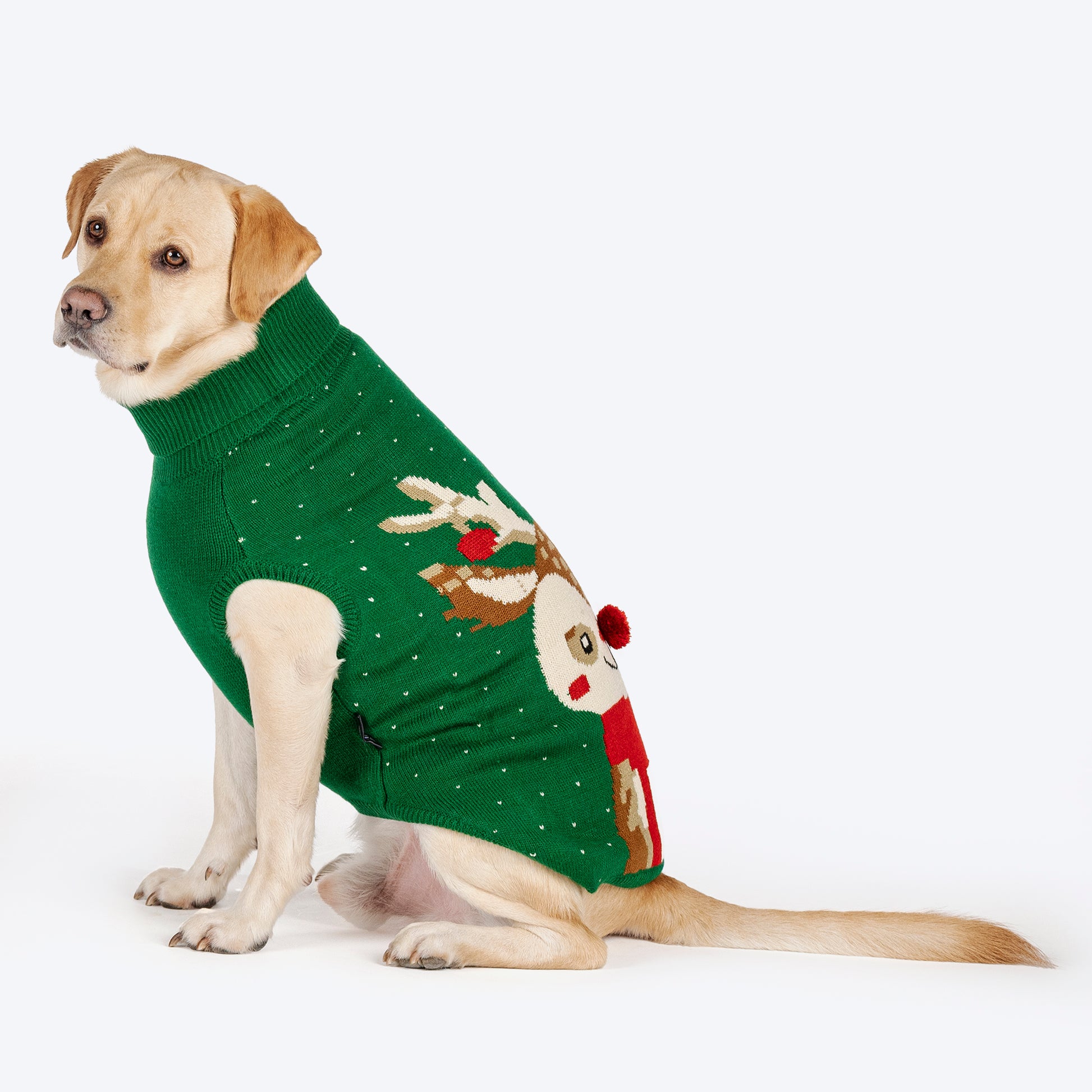 HUFT My Li'l Rudolph Sweater For Dog - Green - Heads Up For Tails