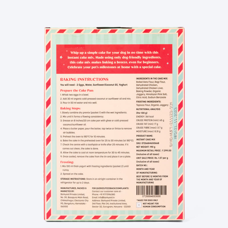 HUFT Instant Cake Mix for Dogs - 190 g - Heads Up For Tails