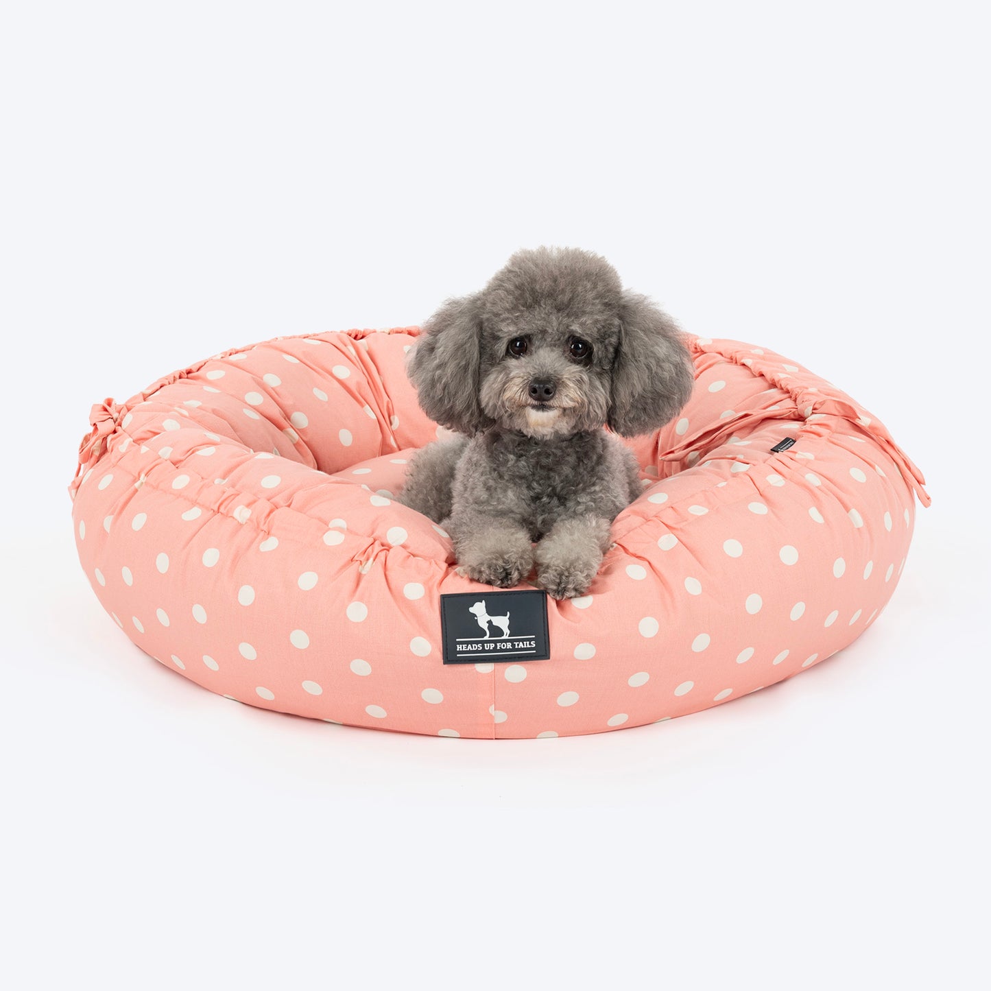 HUFT Polka Paws Adjustable Donut Bed For Dog & Cat - Peach - Heads Up For Tails
