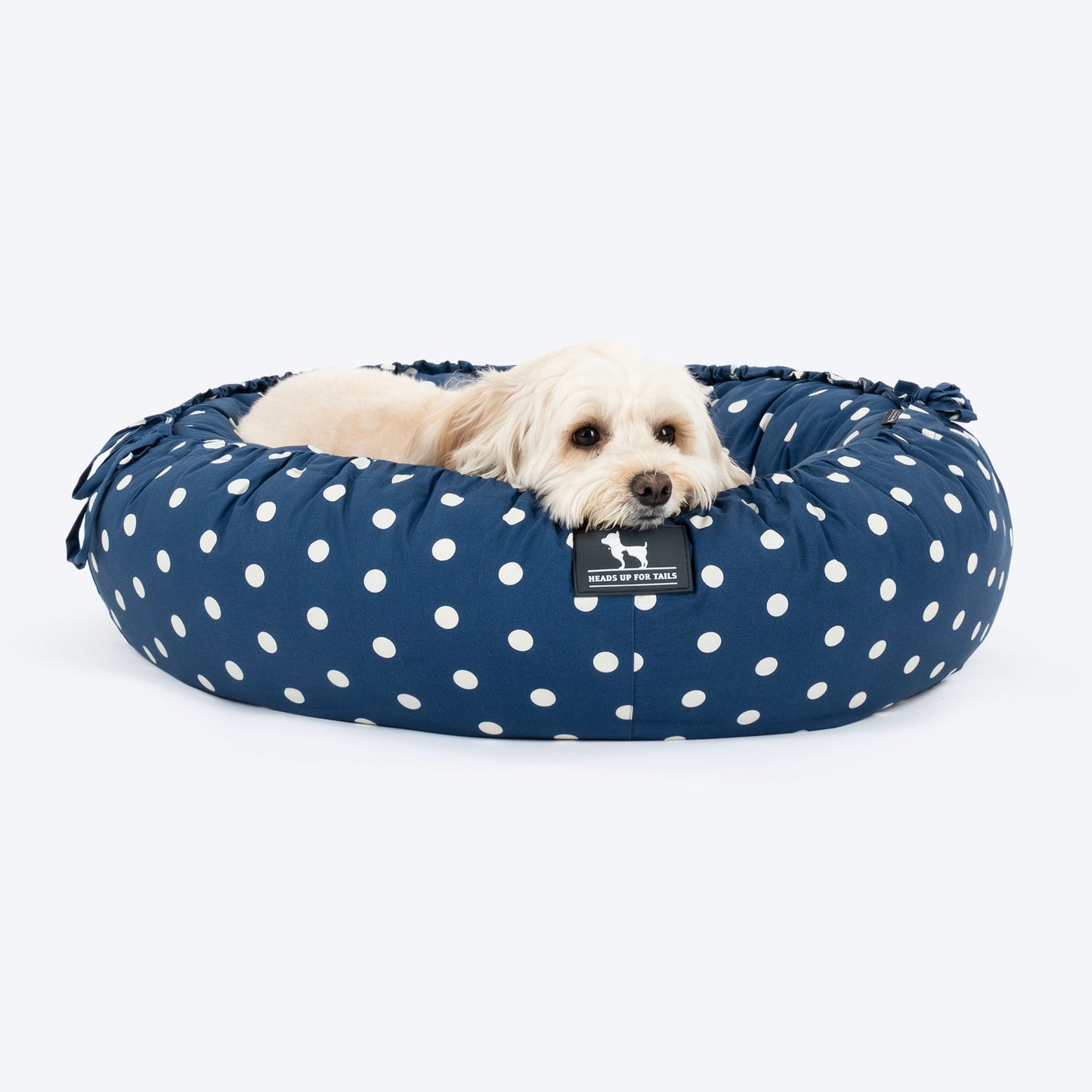 HUFT Polka Paws Adjustable Donut Bed For Dog & Cat - Navy - Heads Up For Tails