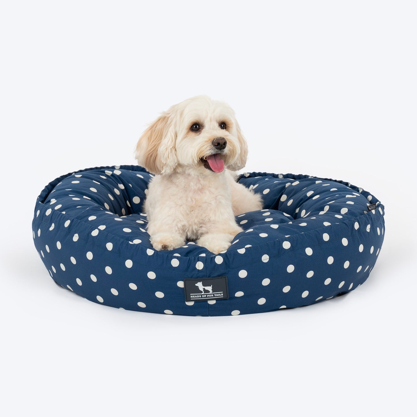 HUFT Polka Paws Adjustable Donut Bed For Dog & Cat - Navy - Heads Up For Tails