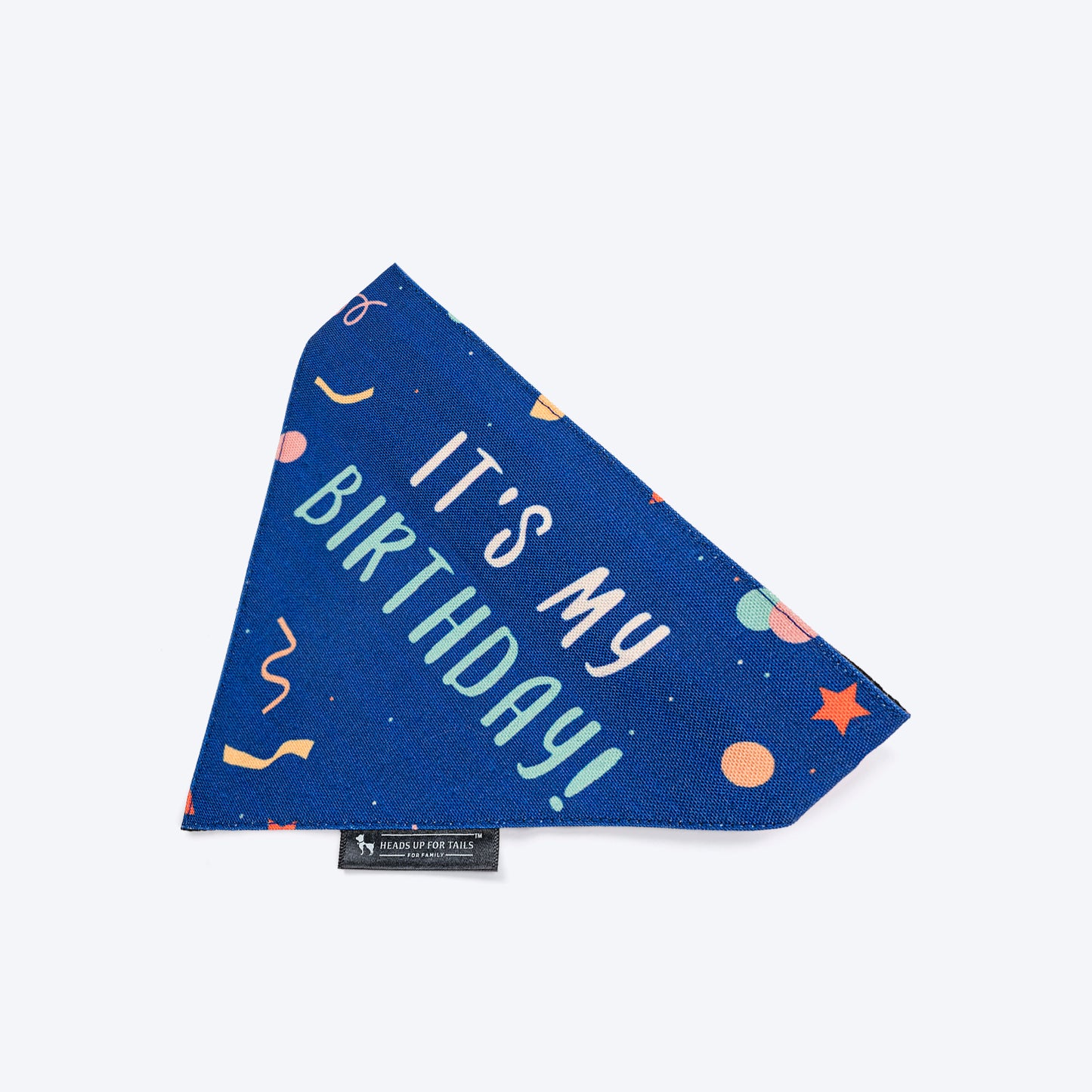 HUFT It's My Birthday Printed Bandana For Dog - Blue_02