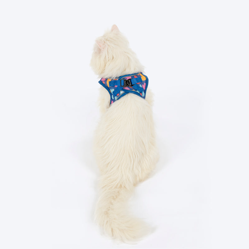 HUFT Easy Breezy Step-In Harness & Leash Set For Cat - Blue - Heads Up For Tails