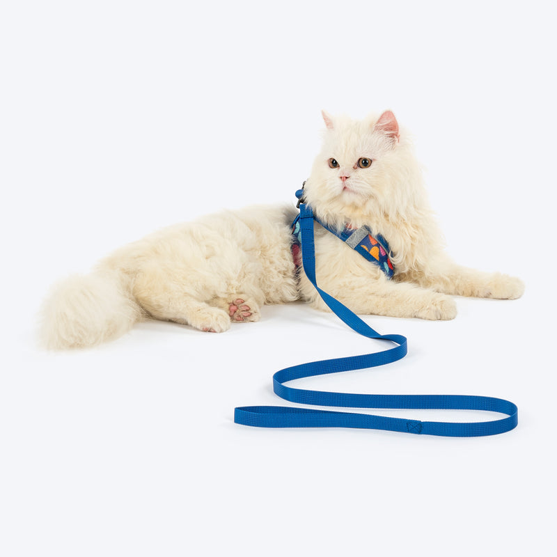 HUFT Easy Breezy Step-In Harness & Leash Set For Cat - Blue - Heads Up For Tails