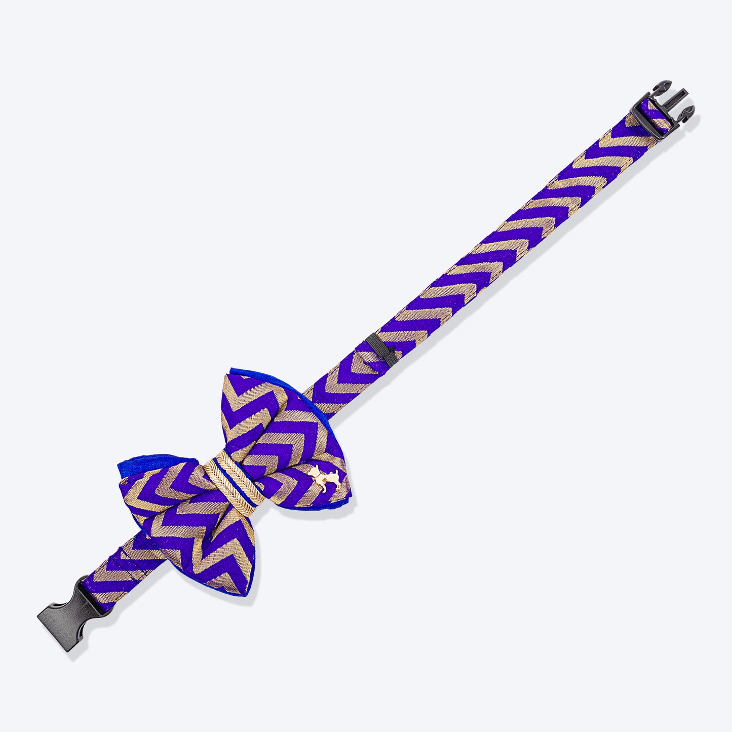 HUFT Desi Chevron Delight Bow Tie With Strap For Dog - Royal Blue - Heads Up For Tails