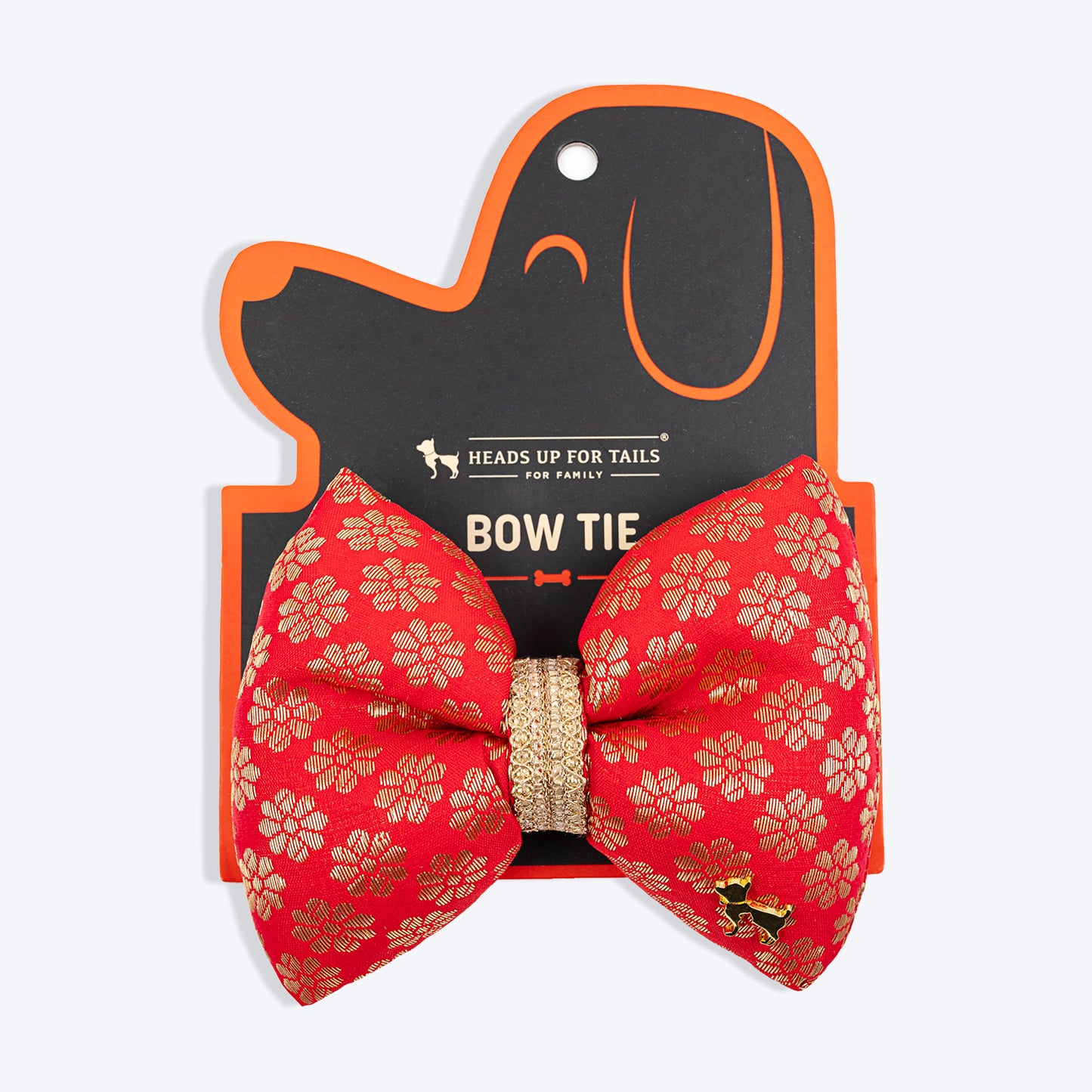 HUFT Shahi Brocade Bow Tie For Dog - Red - Heads Up For Tails