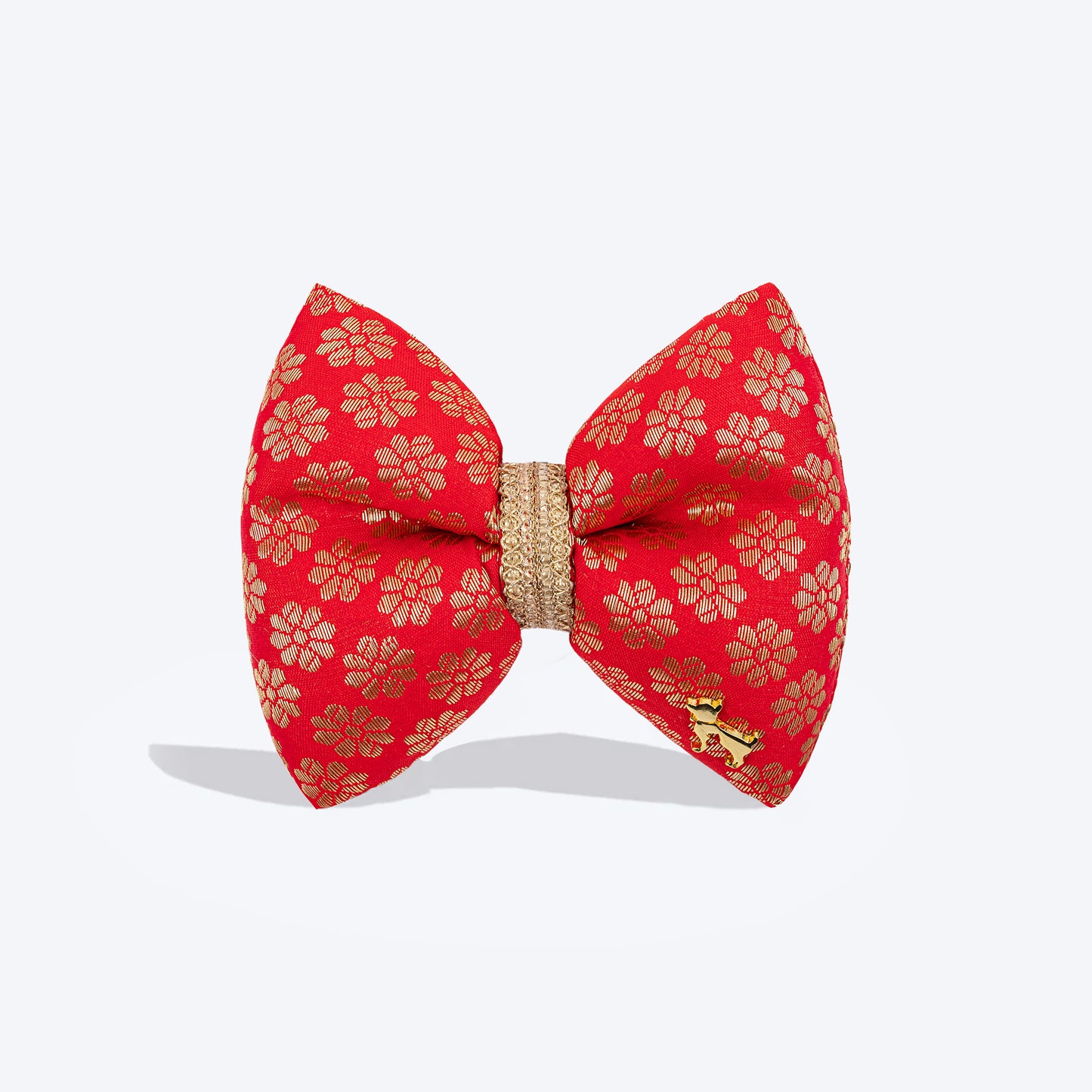 HUFT Shahi Brocade Bow Tie For Dog - Red - Heads Up For Tails