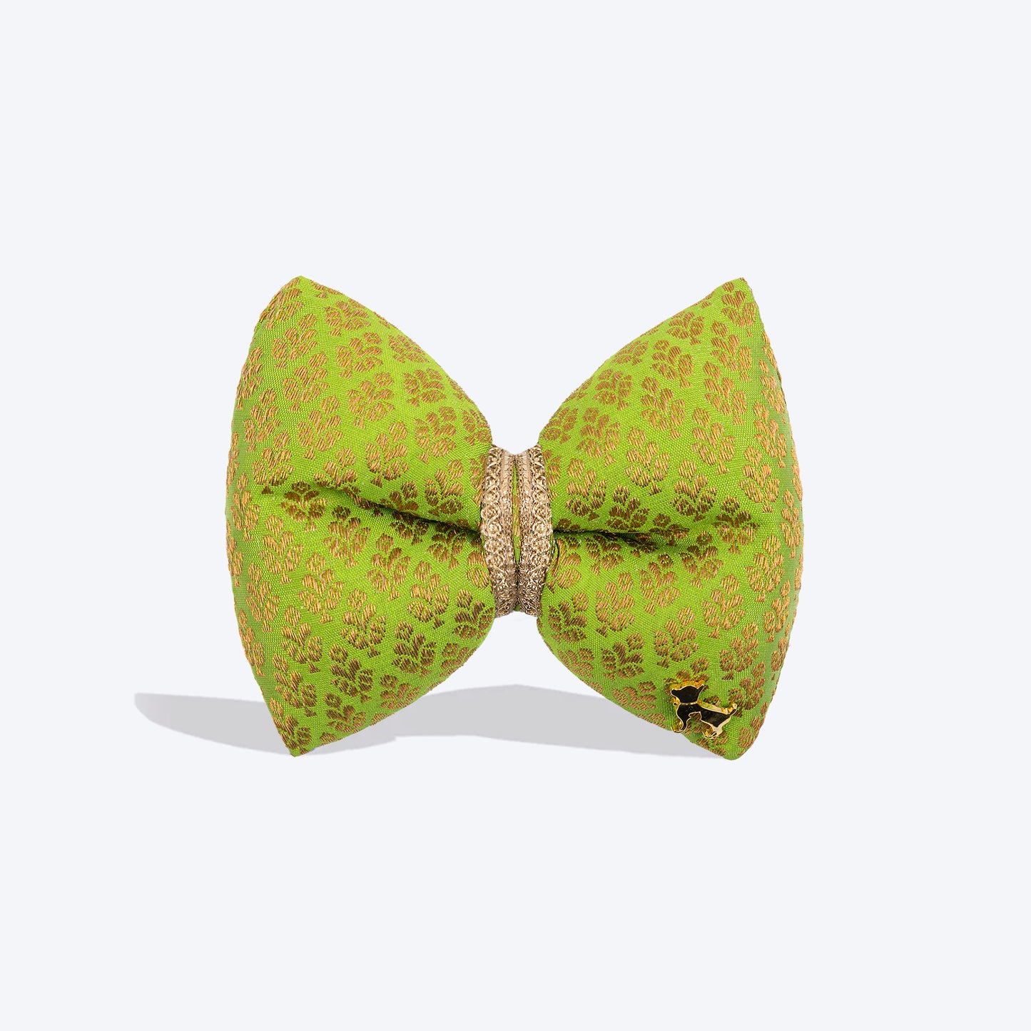 HUFT Shahi Brocade Bow Tie For Dog - Lime Green - Heads Up For Tails