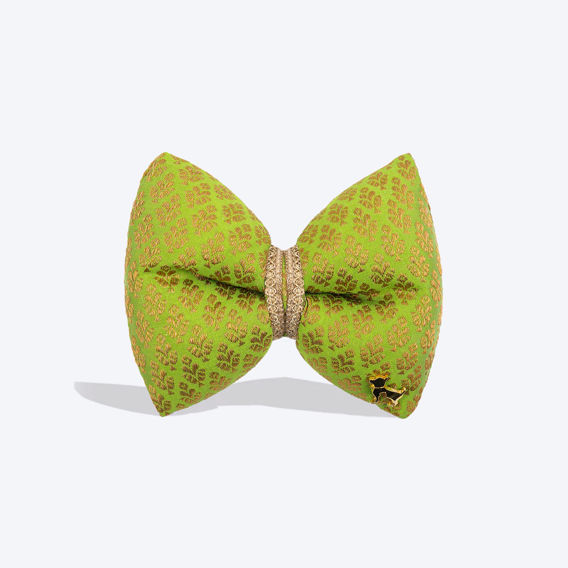 HUFT Shahi Brocade Bow Tie For Dog - Lime Green - Heads Up For Tails