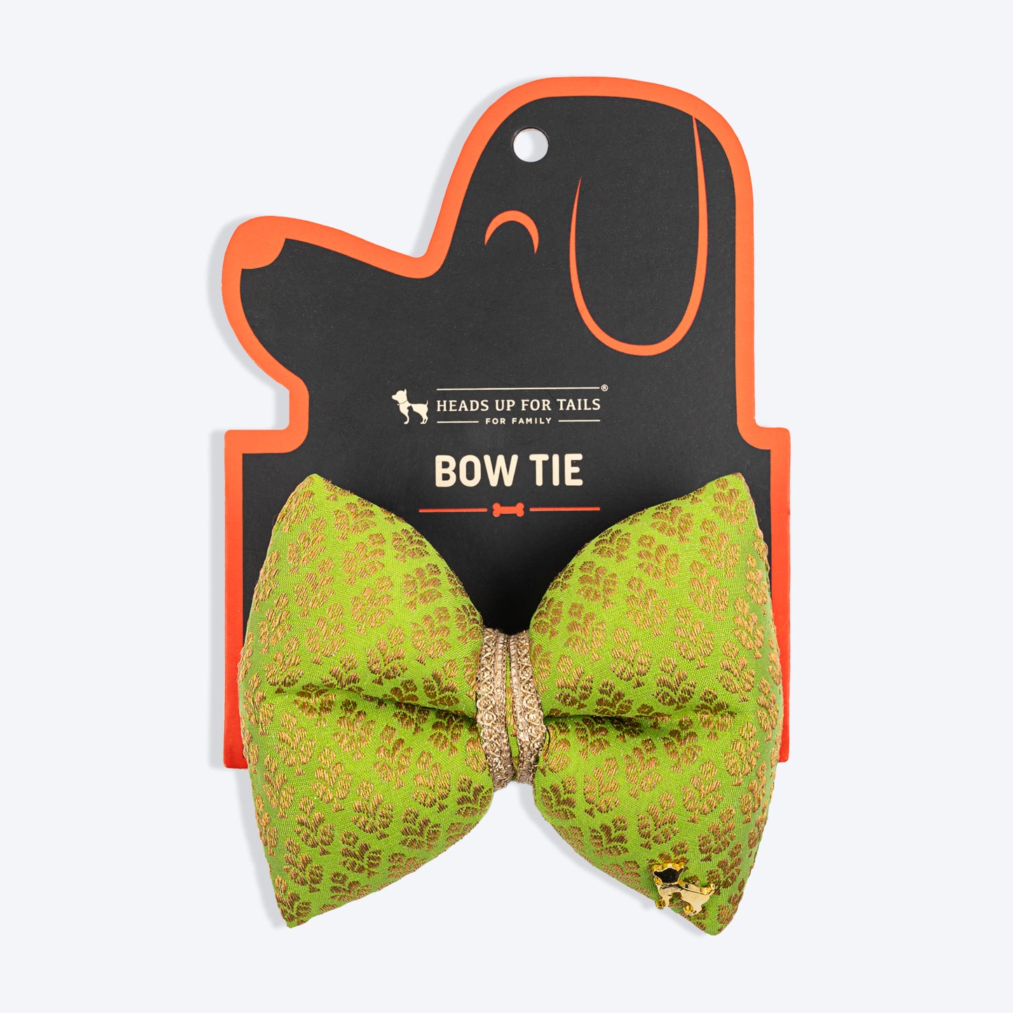 HUFT Shahi Brocade Bow Tie For Dog - Lime Green - Heads Up For Tails
