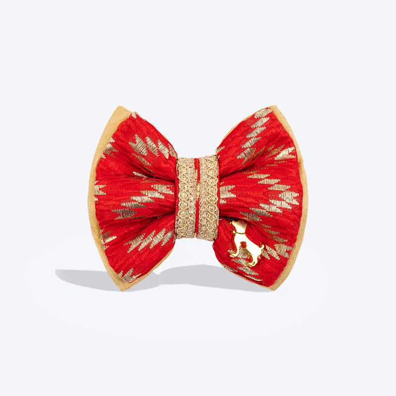 HUFT Rajwada Chevron Bow Tie For Dog - Red - Heads Up For Tails