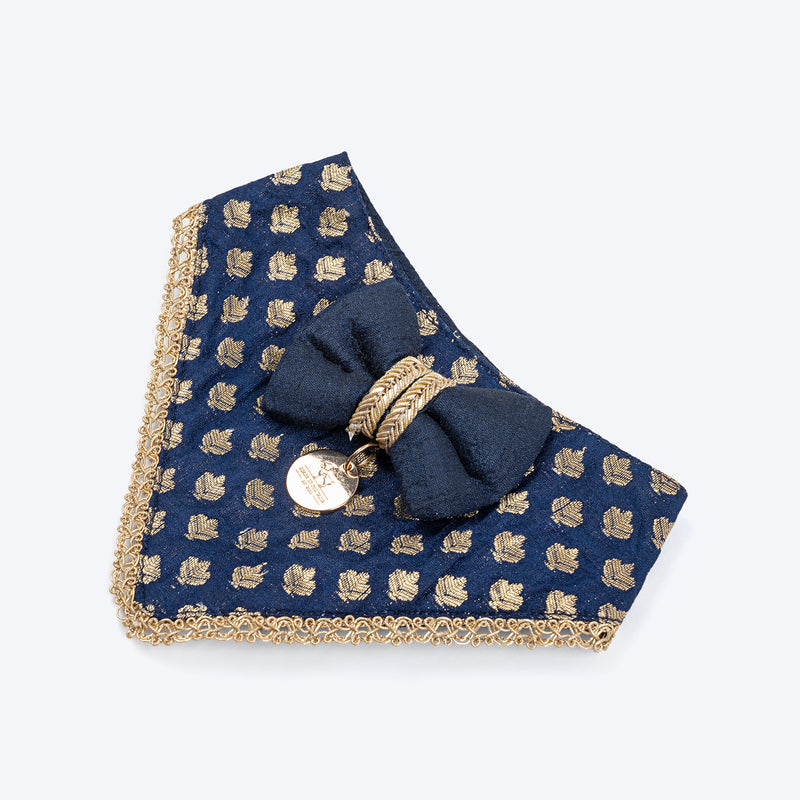 HUFT Brocade Dazzle Pet Scarf For Cat & Puppy - Blue - Heads Up For Tails