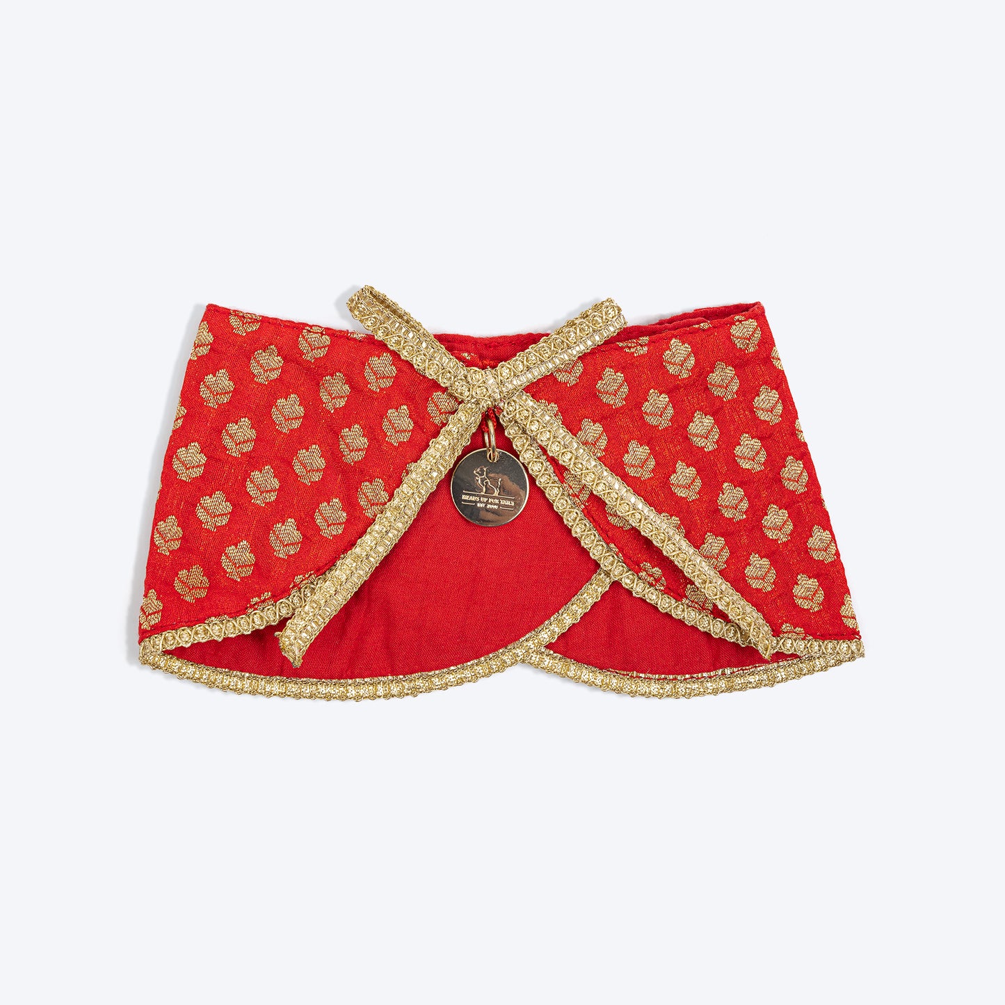 HUFT Brocade Dazzle Pet Scarf For Cat & Puppy - Red - Heads Up For Tails