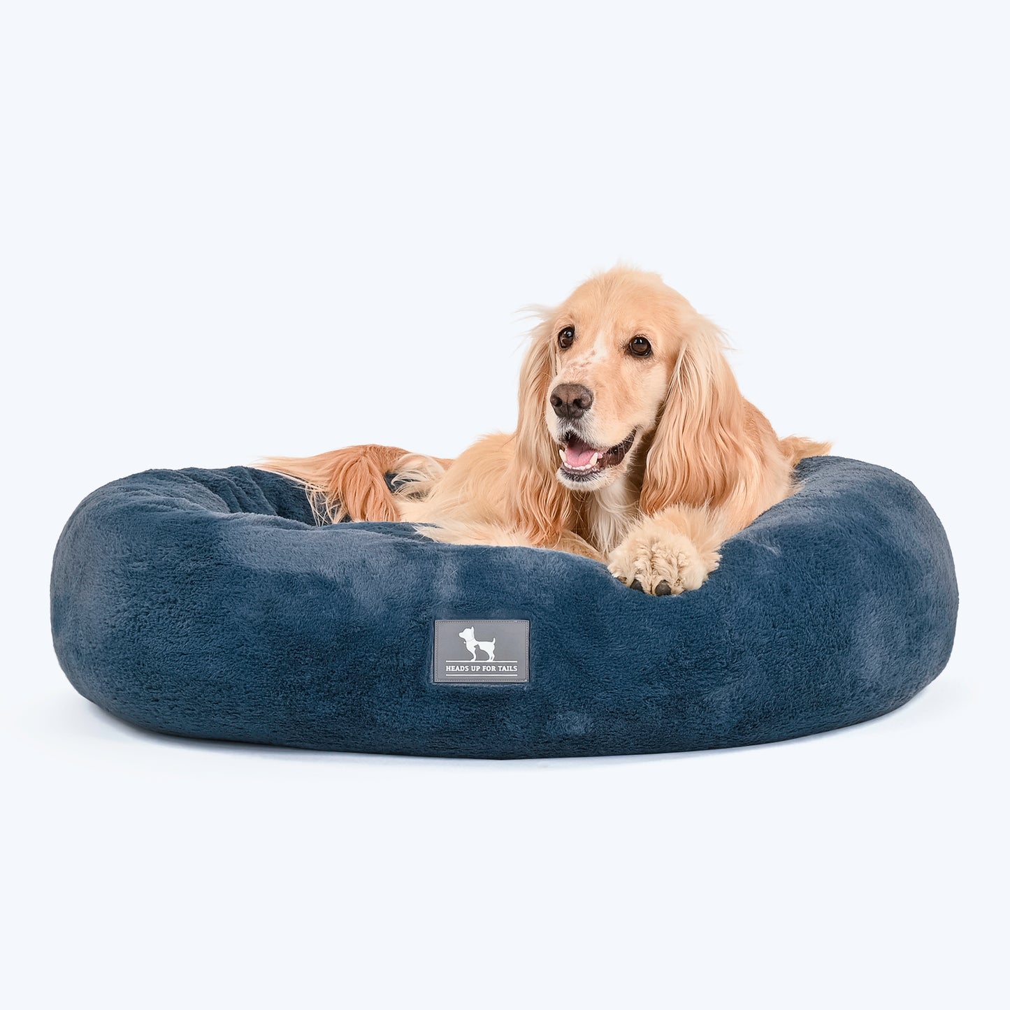 HUFT Furry Donut Pet Bed - Navy Blue - Heads Up For Tails